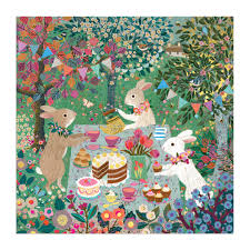Rabbits Enjoying A Tea Party Jigsaw Puzzle