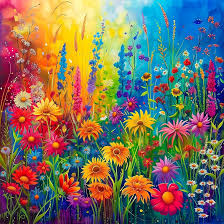 Rainbow Flowers Garden Jigsaw Puzzle
