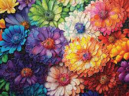 Desenhos de Rainbow of Flowers Jigsaw Puzzle para colorir