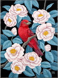 Red Bird and Flowers Jigsaw Puzzle