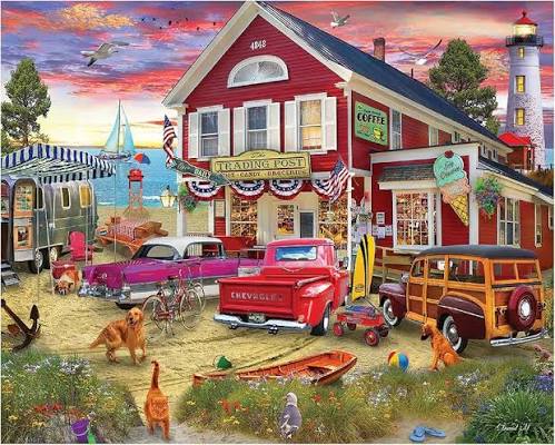 Retro Coastal Trading Post Jigsaw Puzzle