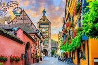 Desenhos de Riquewihr, Alsace, France Jigsaw Puzzle para colorir