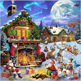 Desenhos de Santa Claus and Elk Deer Jigsaw Puzzle para colorir