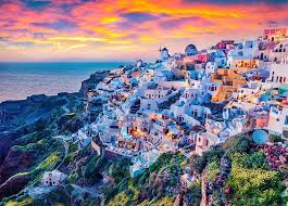 Desenhos de Santorini Island Scene Jigsaw Puzzle para colorir