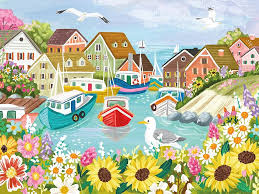 Sea Town Harbor – Art jigsaw Puzzle