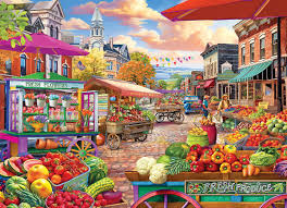 Desenhos de Street Market Day Jigsaw Puzzle para colorir