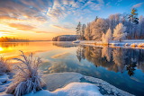 Desenhos de Sunset on the Lake Jigsaw Puzzle para colorir