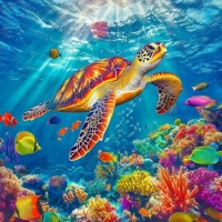 Swimming Sea Turtle Jigsaw Puzzle