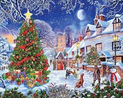 Desenhos de Village Christmas Tree Jigsaw Puzzle para colorir