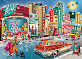 Vintage Christmas Main Street Jigsaw Puzzle