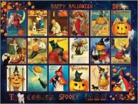 Desenhos de Vintage Halloween Jigsaw Puzzle para colorir