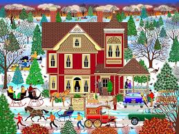 Desenhos de Winter Bed and Breakfast Jigsaw Puzzle para colorir