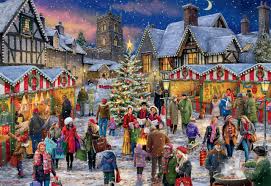 Desenhos de Winter Village Festival Jigsaw Puzzle para colorir