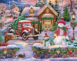 Winter Vintage Christmas Jigsaw Puzzle